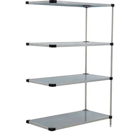 Nexel 4 Shelf, Galvanized Steel Solid Shelving Unit, Add On, 72inW x 24inD x 54inH 189994